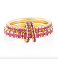 Brhyxa 18K Gold-Plated 925 Sterling Silver Ruby Double Stack Ring Set
