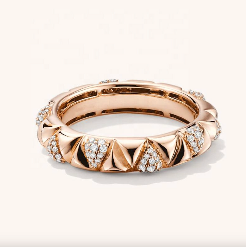 Brhyxa 14K Gold-Plated Pave CZ Geometric Triangle Ring