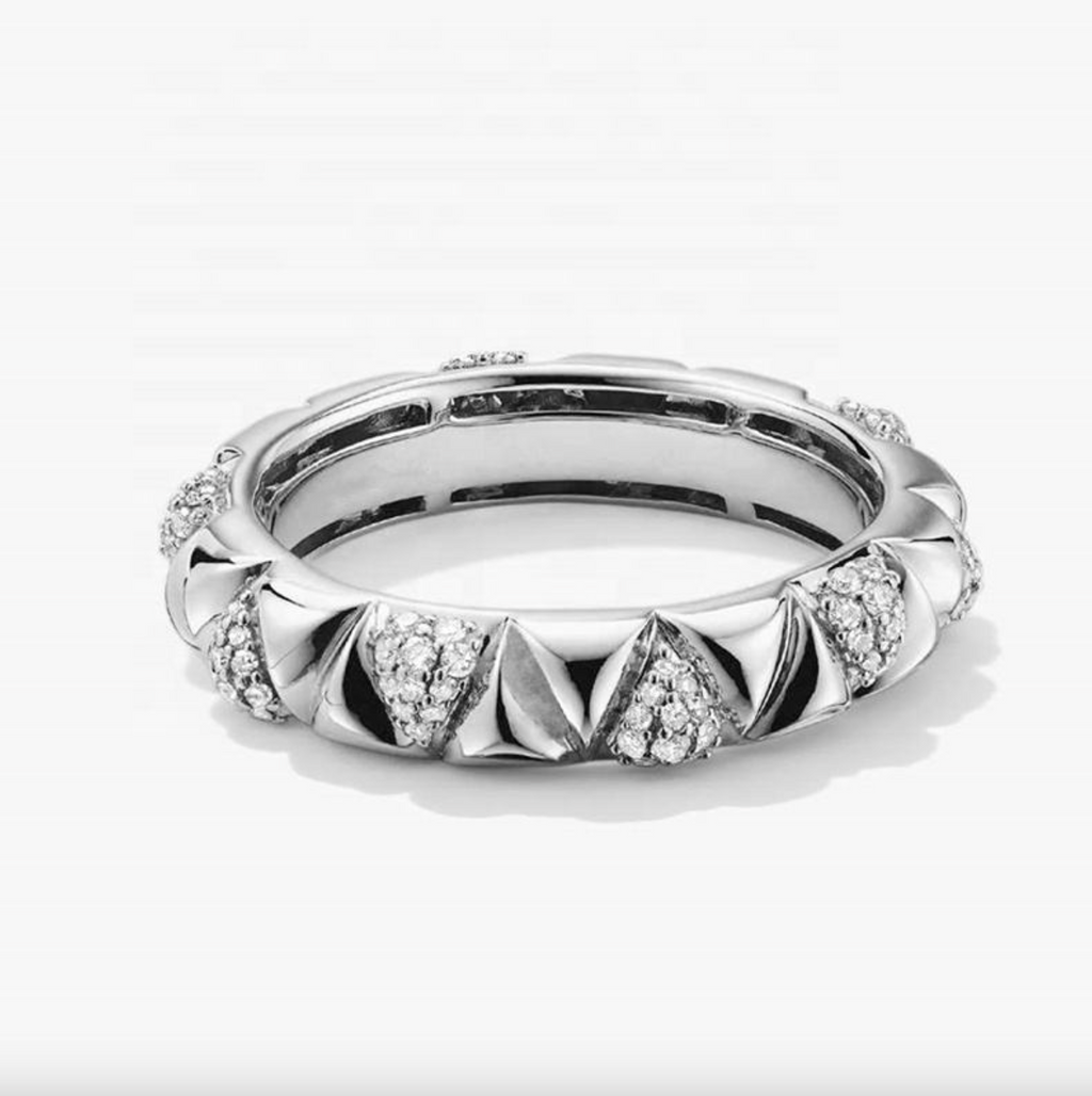 Brhyxa 14K Gold-Plated Pave CZ Geometric Triangle Ring