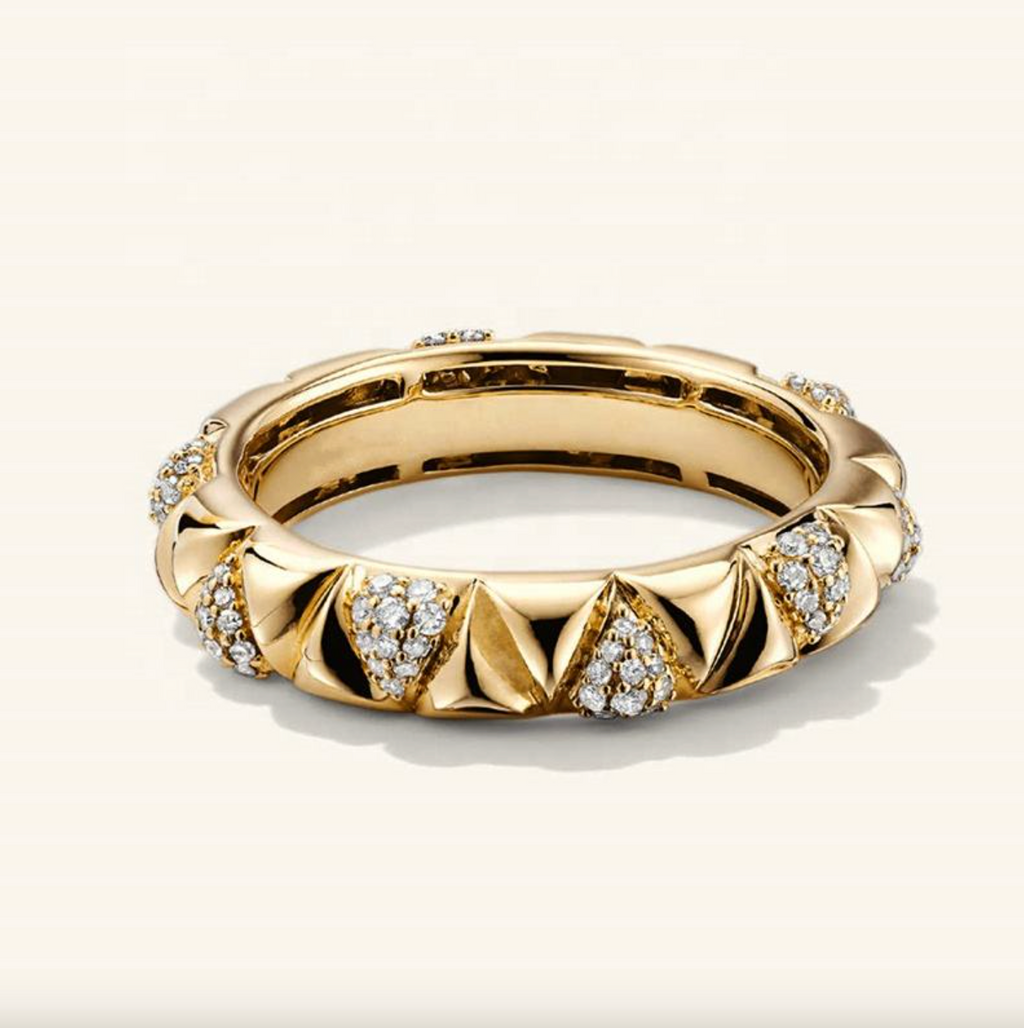 Brhyxa 14K Gold-Plated Pave CZ Geometric Triangle Ring
