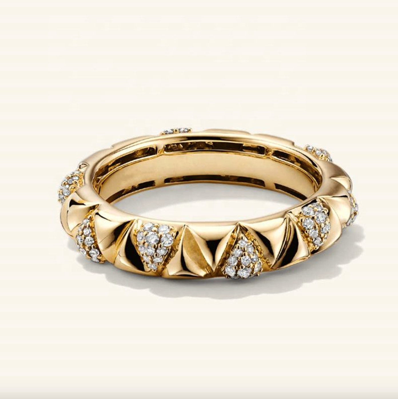 Brhyxa 14K Gold-Plated Pave CZ Geometric Triangle Ring