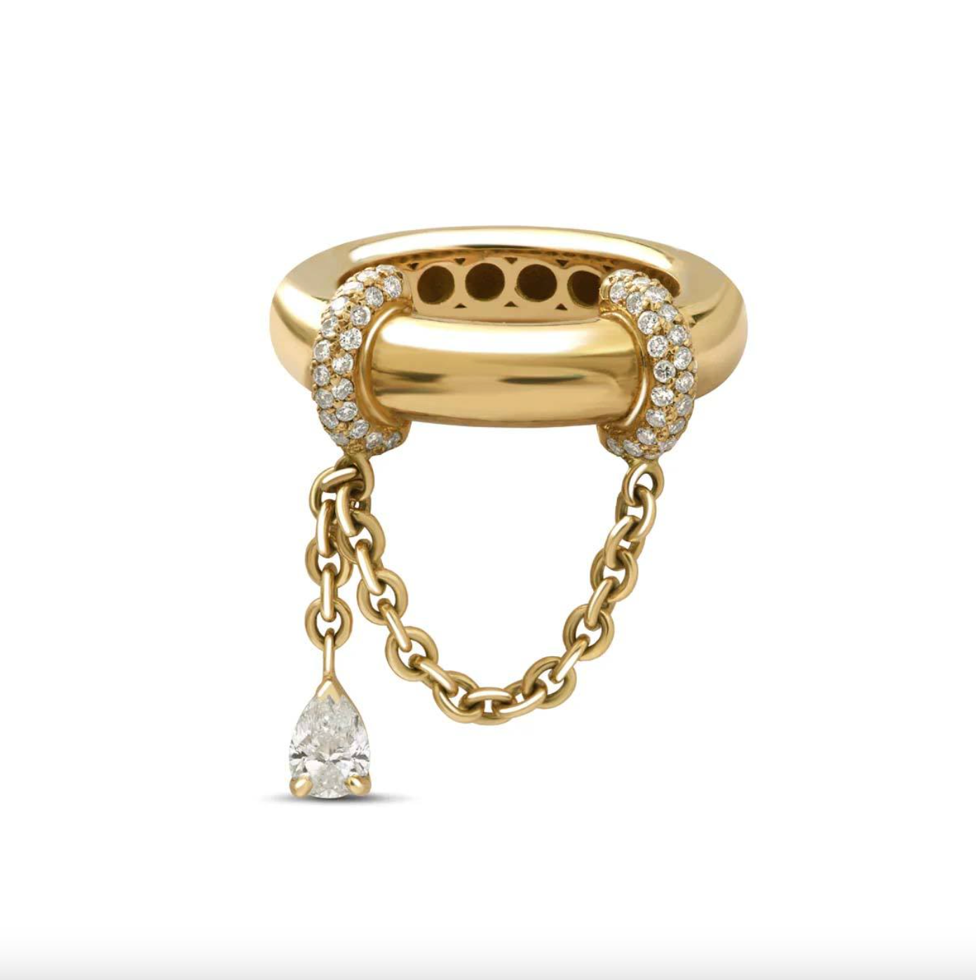 Brhyxa 18K Gold-Plated 925 Sterling Silver Diamond Chain Drape Ring