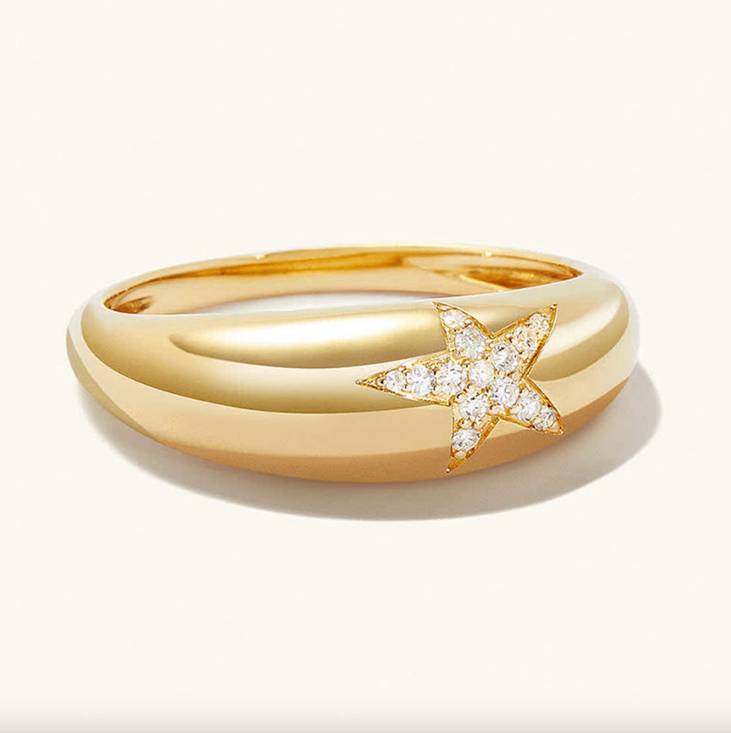 Brhyxa 14K Gold-Plated 925 Sterling Silver Star Zirconia Ring