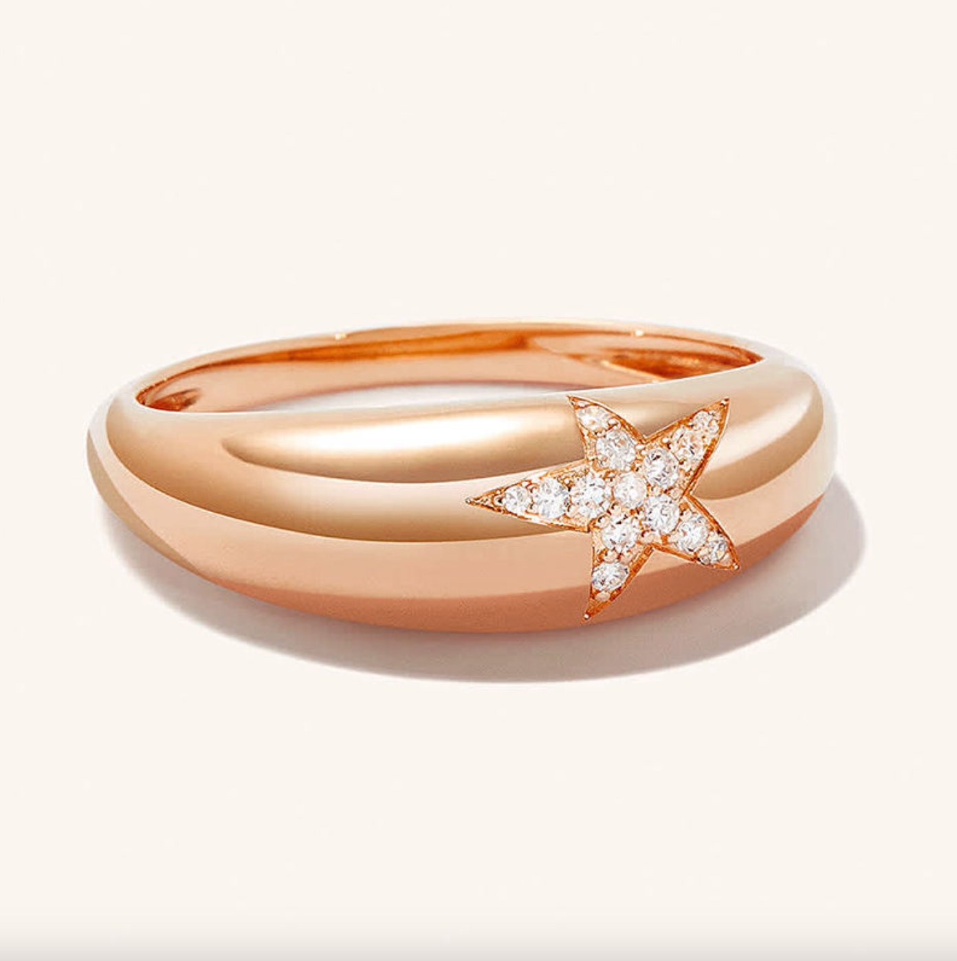 Brhyxa 14K Gold-Plated 925 Sterling Silver Star Zirconia Ring