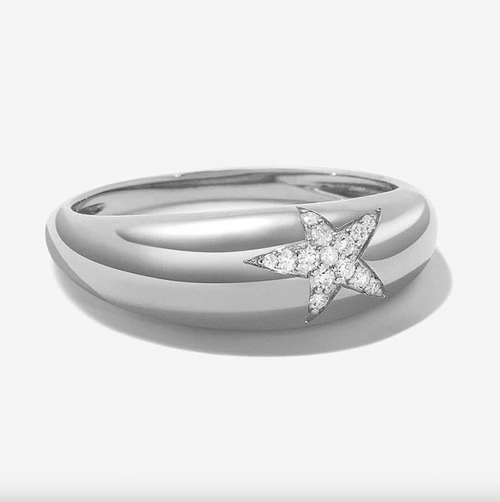 Brhyxa 14K Gold-Plated 925 Sterling Silver Star Zirconia Ring