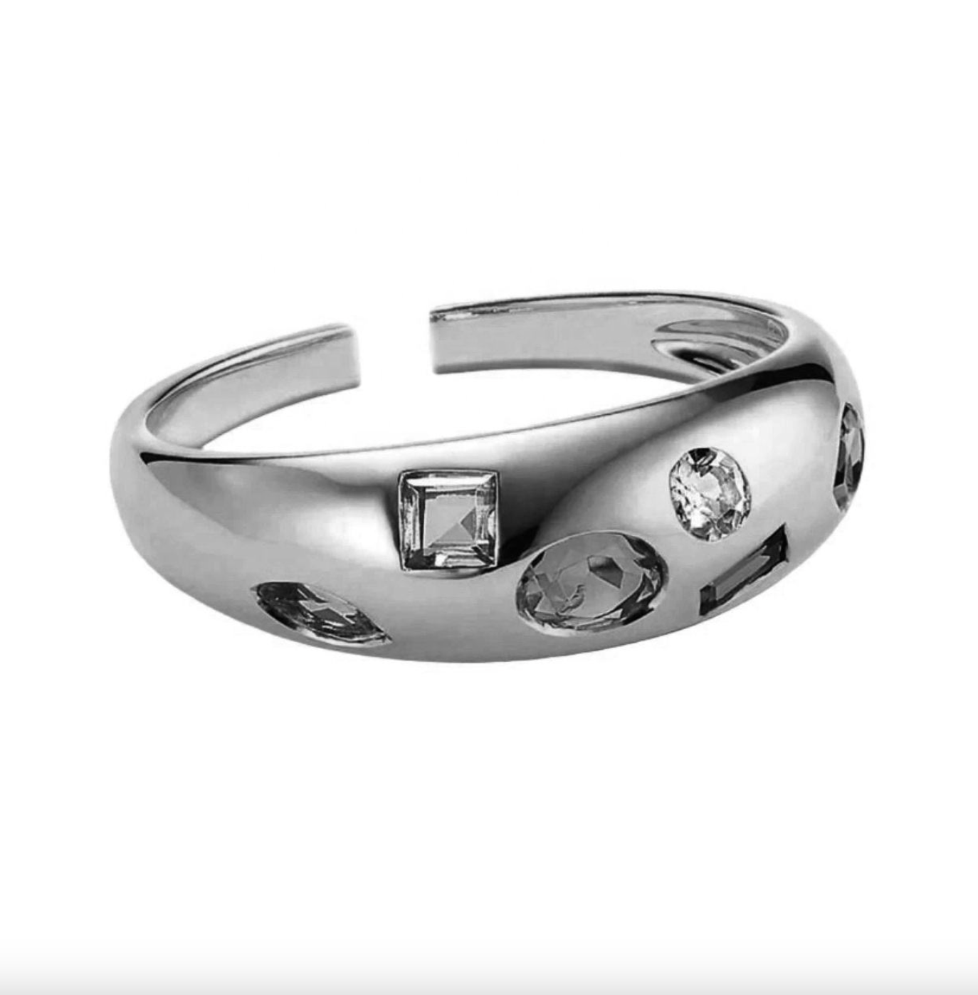 Brhyxa 18K Gold-Plated 925 Sterling Silver Colorful Stone Chunky Ring