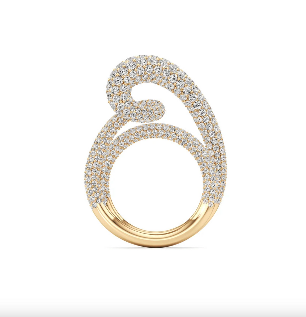 Brhyra Personalized 18K Gold-Plated Whirlwind Twist Zircon Pave Ring
