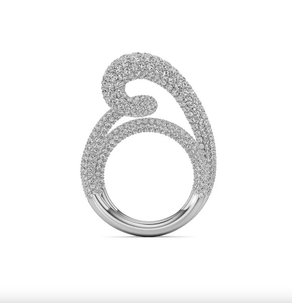 Brhyra Personalized 18K Gold-Plated Whirlwind Twist Zircon Pave Ring