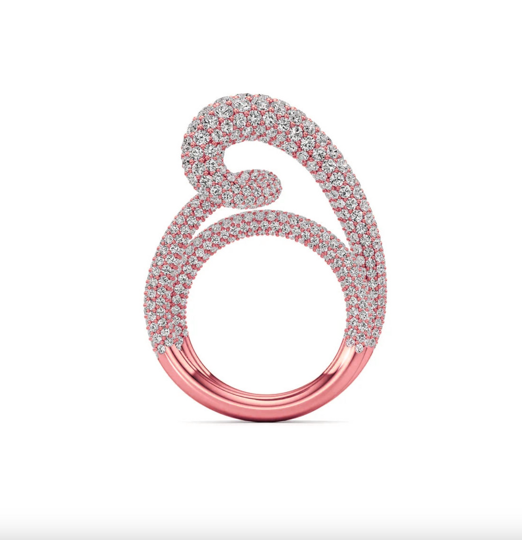 Brhyra Personalized 18K Gold-Plated Whirlwind Twist Zircon Pave Ring