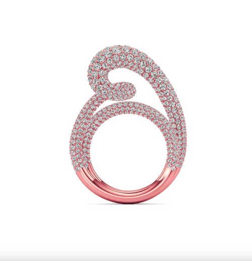 Brhyra Personalized 18K Gold-Plated Whirlwind Twist Zircon Pave Ring