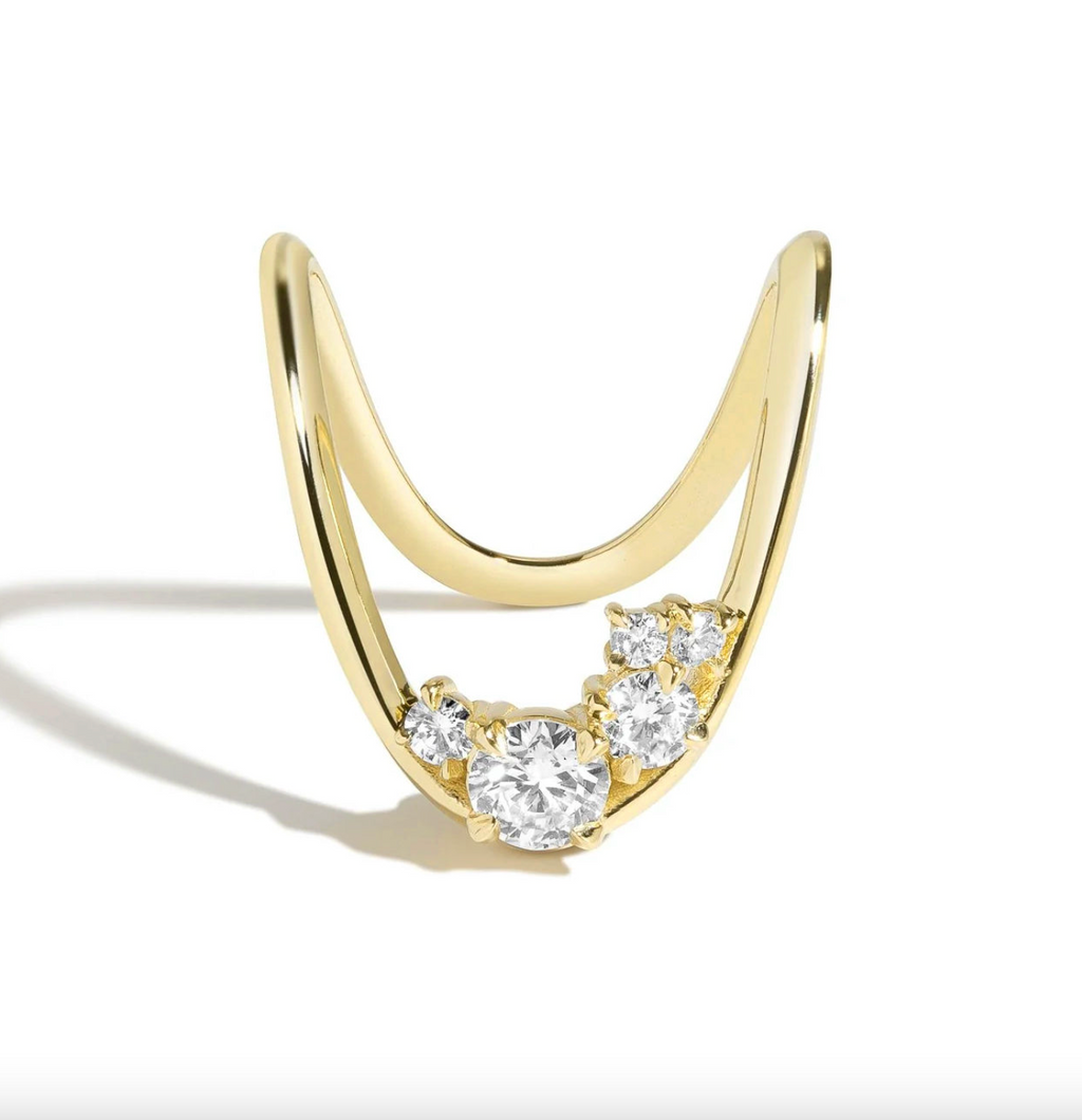 Brhyxa 18K Gold-Plated Brass Cluster Deep Curve Ring