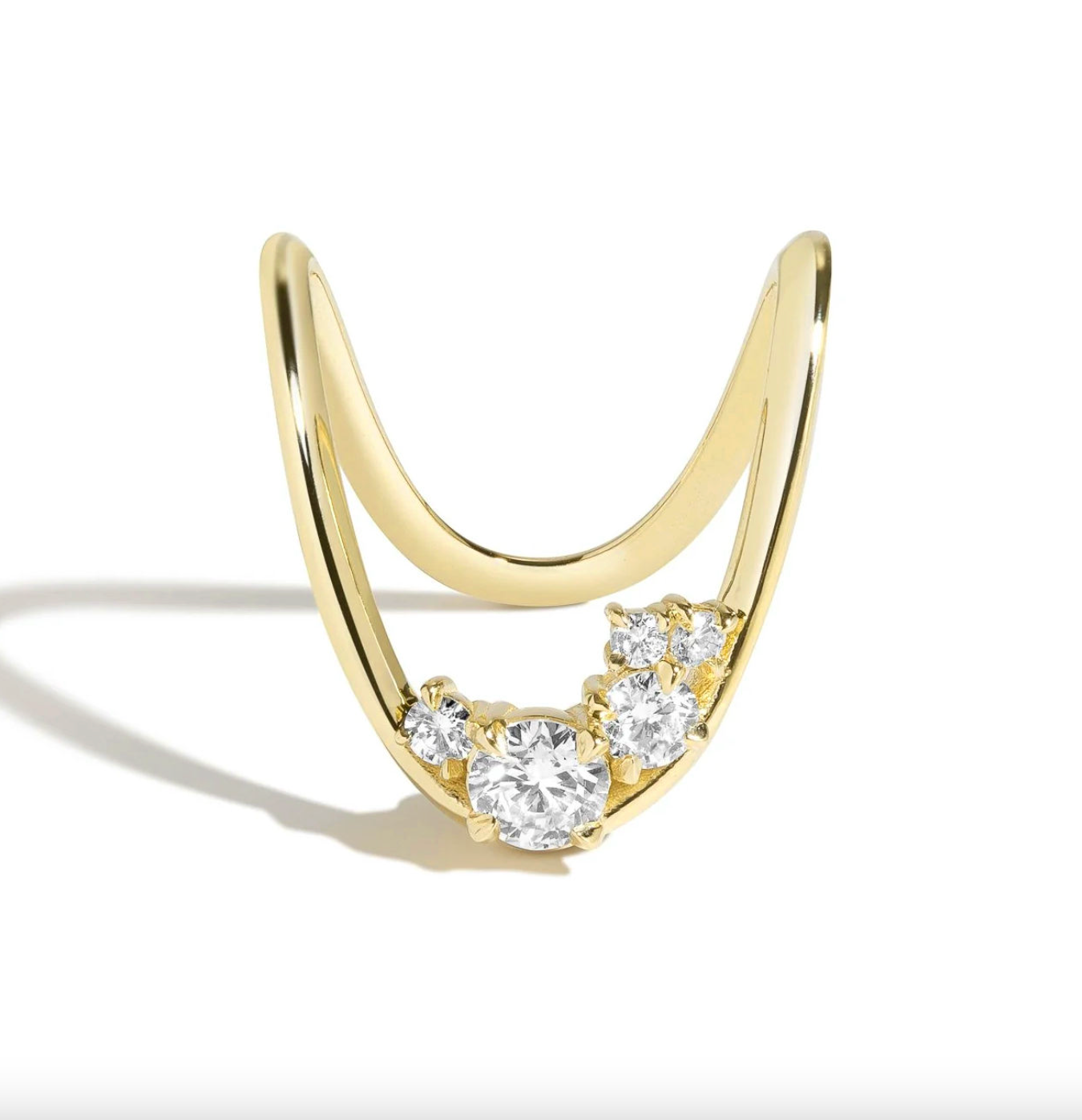 Brhyxa 18K Gold-Plated Brass Cluster Deep Curve Ring