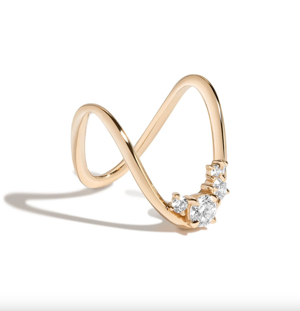 Brhyxa 18K Gold-Plated Brass Cluster Deep Curve Ring