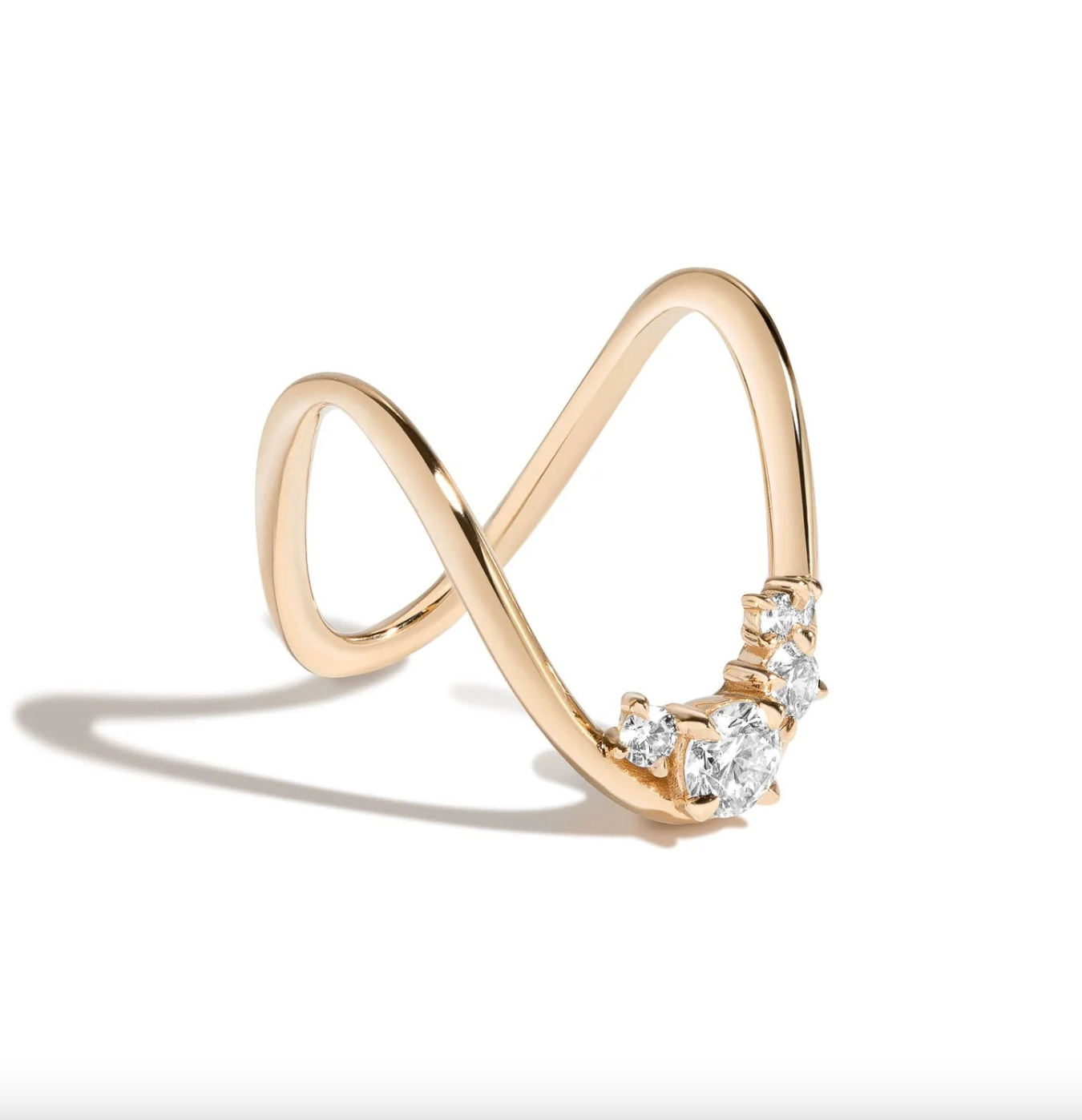 Brhyxa 18K Gold-Plated Brass Cluster Deep Curve Ring