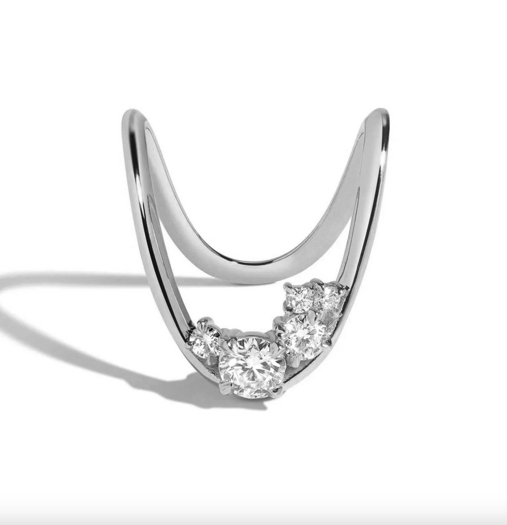 Brhyxa 18K Gold-Plated Brass Cluster Deep Curve Ring