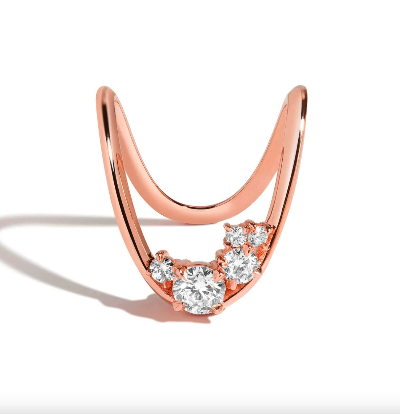 Brhyxa 18K Gold-Plated Brass Cluster Deep Curve Ring
