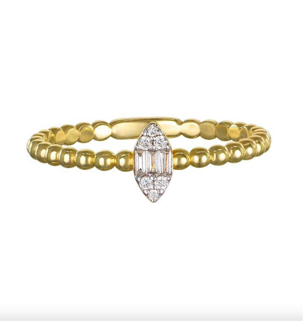 Brhyxa 14K Gold-Plated 925 Sterling Silver Marquise Diamond Ring