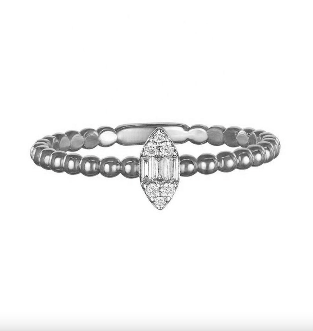 Brhyxa 14K Gold-Plated 925 Sterling Silver Marquise Diamond Ring