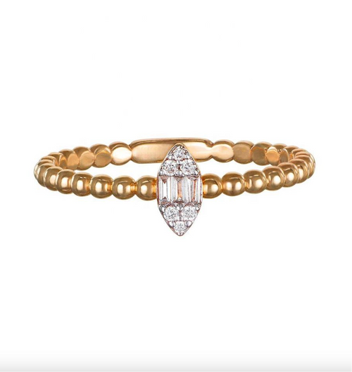 Brhyxa 14K Gold-Plated 925 Sterling Silver Marquise Diamond Ring