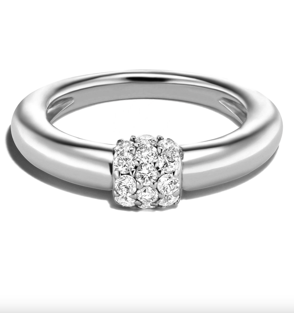 Brhyxa Vintage 18K Gold-Plated 925 Sterling Silver Triple Diamond Domed Ring