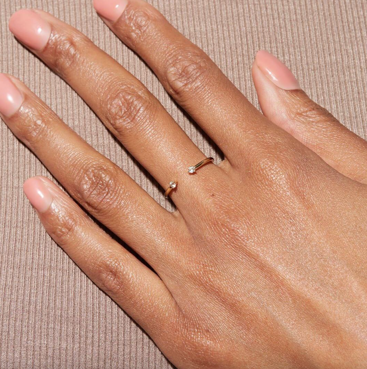Brhyxa Women’s 14K Gold-Filled Silver Ring – Adjustable Open Ring with Diamond Accents