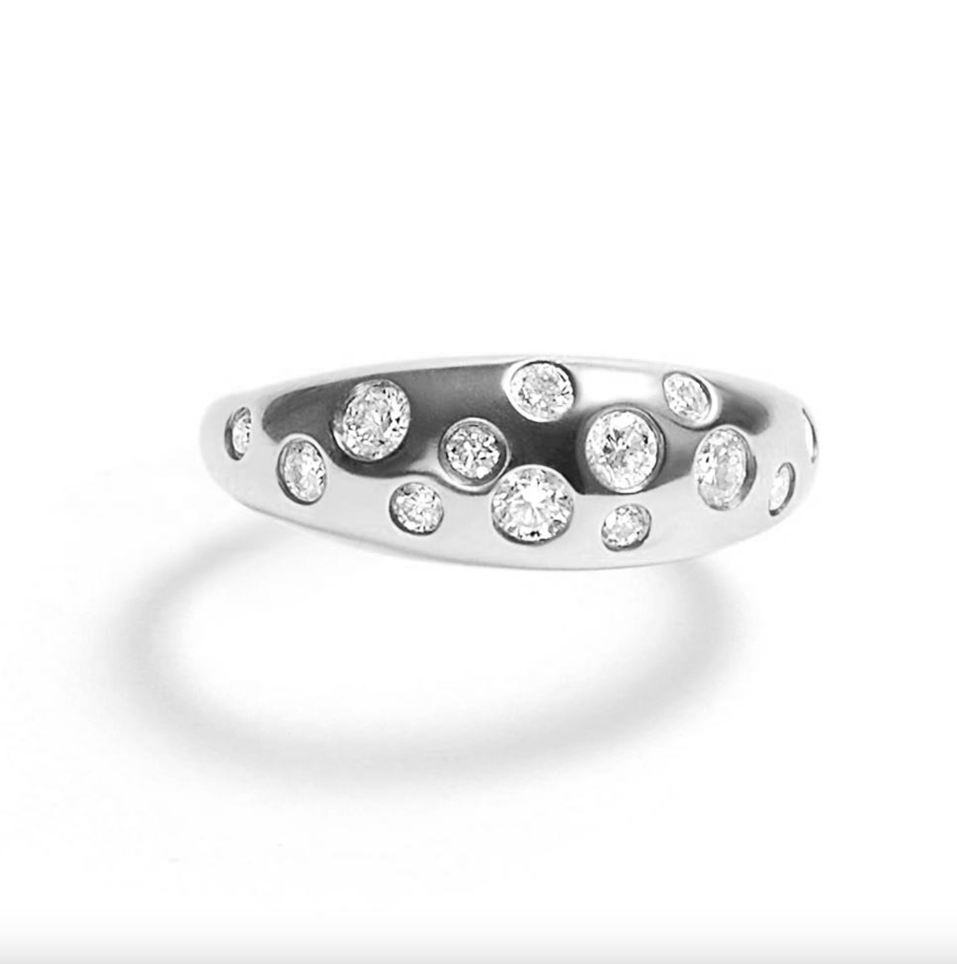 Brhyxa Women’s Chunky 925 Sterling Silver Ring – 18K Gold Finish Wide Dome Ring with Cubic Zirconia